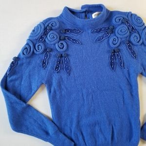Vintage lambswool & angora heavily embellished sweater